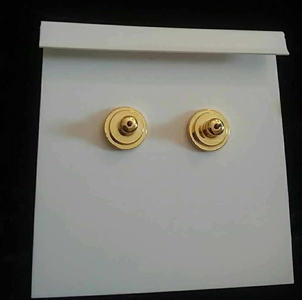 NWOT Tory Burch Livia Gold Stud Logo Earrings - Picture 8 of 8